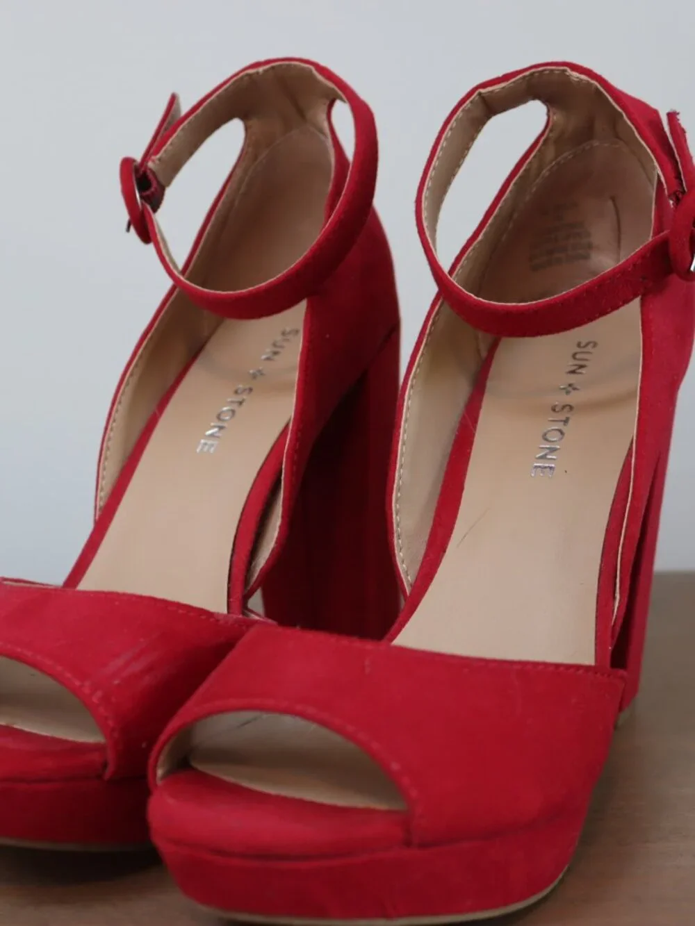 Red Block Heels - Picture 1 of 4